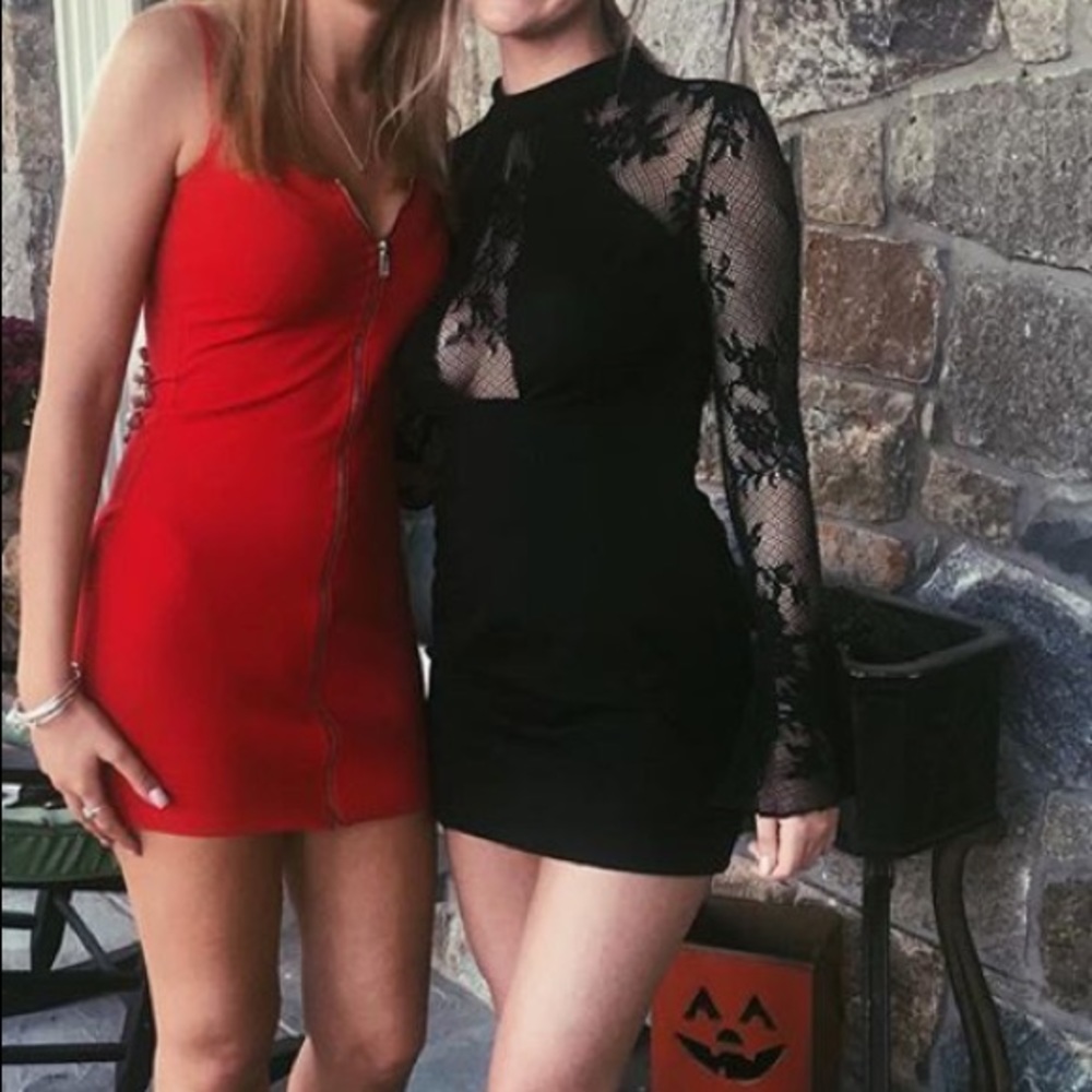 FREE PEOPLE long sleeve lace mini dress